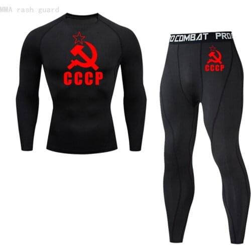 Mens Home Wear Long underwear Set Winter Warm Compression Tight Warm shirt leggings CCCP Thermal underwear For Men Jogging suit