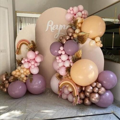 147Pcs Purple Apricot Wedding Balloons Set Arch Kit Pink Latex Baloon Party Decors Baptism Baby Shower Birthday Valentines Day