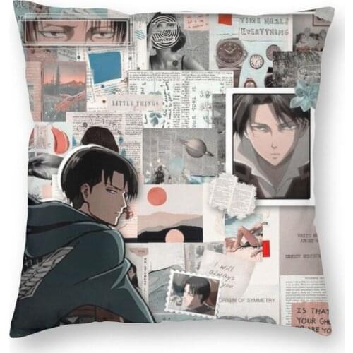 Attack On Titan Levi Ackerman Throw Pillow Case Decor Square Anime Shingeki no Kyojin Cushion Cover 40x40 Pillowcover for Sofa