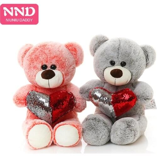 Niuniu Daddy 50cm Teddy Bear Stuffed soft Animal Plush toy Holding LOVE Heart birthday Valentines Day Gift for Girls