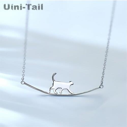 Uini-Tail new hot 925 sterling silver cute arc cat necklace niche design sweet romantic cat pendant necklace can be wholesale