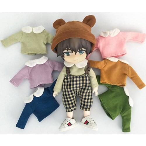 OB11 Doll Clothes Long sleeve T-shirt or skirt lattice overalls Pants for ob11,obitsu11,Molly, 1/12bjd doll clothes accessories
