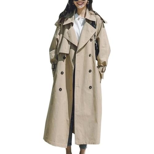 2020 Autumn With Belt Women Clothes Long Khaki Coat Casaco Feminino Harajuku Abrigo Mujer Trench Femme