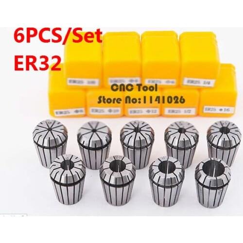 Hot 6pcs/set 6 size ER32 precison spring collet chuck choose from 3mm-20mm For CNC machine lathe accessories