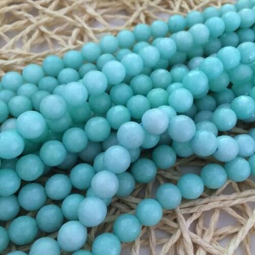 Charms stone chalcedony sky blue amazonite 4mm 6mm 8mm 10mm 12mm faceted round loose beads diy jewelry making 15inch GE0024