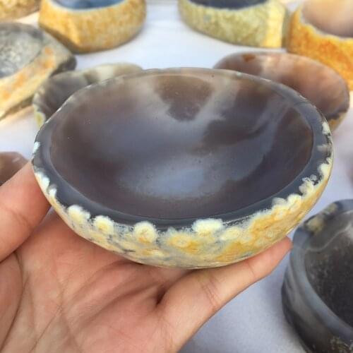 Natural agate crystal bowl quartz Specimen reiki healing