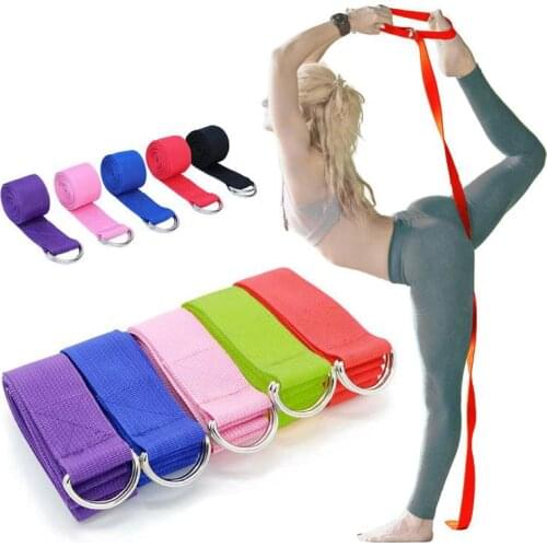 Yoga Belt Elastic Strap Multi-Colors D-Ring Belt Fitness Exercise Gym Rope Waist Leg Resistance Assist Fitness Training Tools