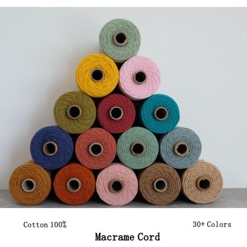 ROPEMATE Premimum DIY cord- colorful 3mm twist 3 strands macrame cotton rope for artisan craft handmade wall hanging project