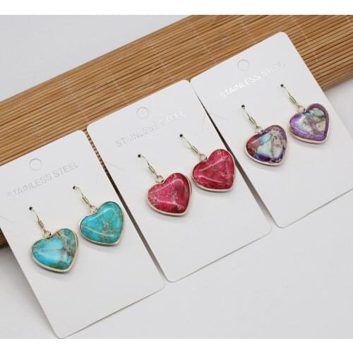 Natural Emperors Stone Pendant Earrings a Pair Peach Heart Shape Earrings Water Drop Shape for Women Jewelry Earrings 23x24mm