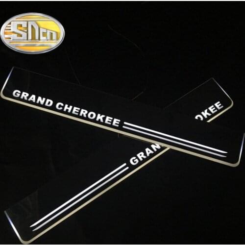 SNCN Car LED Door Sill For Jeep Grand Cherokee 2011 - 2021 Ultra-thin Acrylic Dynamic LED Welcome Light Scuff Plate Pedal