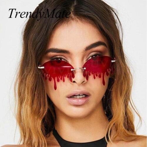 Womens Shades Fashion Rimless Sunglasses Women 2020 Vintage Clouds Tears Drop Sun Glasses men Candy Colors Eyewear UV400 5473