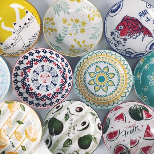 Japanese-Style Plate Household Ceramic Creative Dish Pot Export Southeast Asia Ins Wind Hipster Meal Tray Deep Dish Soup Plate
