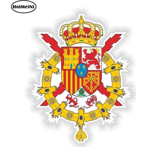 HotMeiNi 13cm x 9.2cm Spain Coat of Arms Sticker Bumper Vinyl Decal Spagnola Spanish Crest Vinyl Decal Waterproof Car Stickers