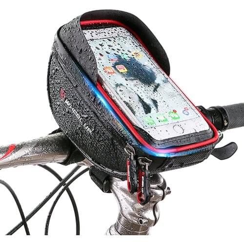 Waterproof Bicycle Front Bag MTB Road Bike Top Tube Frame Handlebar Touch Screen Bag 6 Inch Cycling Pouch Phone Bag