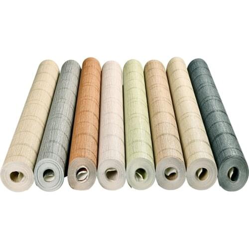 Japanese Solid Color Wall Decorative Vinyl Wallpaper Roll Plain Straw Wall Paper Waterproof PVC for Living Room Walls