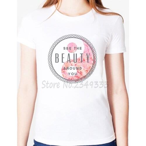 See the beauty around you floral ying yang Print Women tshirt Modal Casual Loose Funny t shirts For Lady Top Tee SH-98