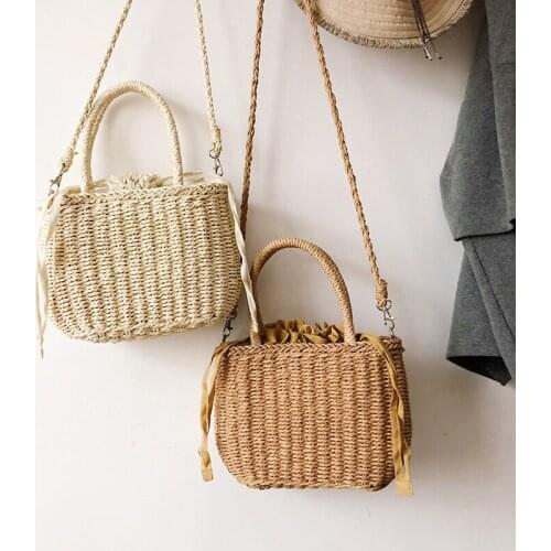 2021 Summer Beach Straw Beach Bag Vintage Handmade Woven Shoulder Bag For Women Bohemian Vacation Travel Casual HandBags Tote