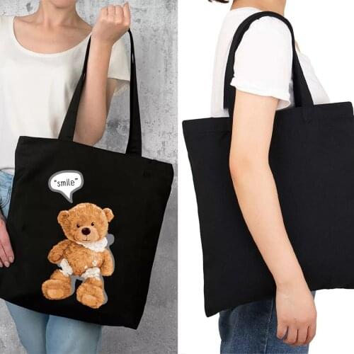 Ladies Shopping Bag 2021 New Foldable Shoulder Bag Bear Series Reusable Large-capacity Eco-friendly Portable Tote Bag Bolsas