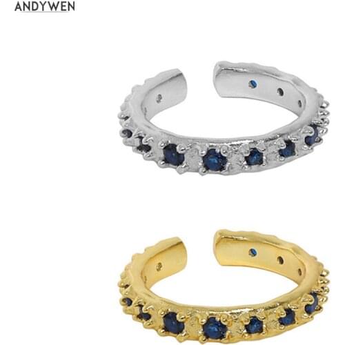 ANDYWEN 925 Sterling Silver Gold Thick Large Resizable Rings Women Adjustable Women Fine Jewelry Crystal CZ Luxury Circle