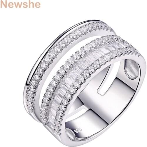 Newshe 925 Sterling Silver Wedding Ring Engagement Band 1.5Ct AAA CZ Classic Jewelry For Women GR01339A