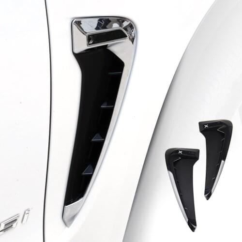 2x Car Styling Side Wing Air Flow Fender Grill Outlet Intake Vent Trim For BMW X5 F15 2014 2015 2016 2017 Black / Chrome Silver