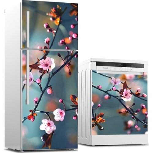 3D Fridge Sticker Plum Blossom Refrigerator Dishwasher Door Cover Kitchen Home Decoration Accessories Wall Stickers