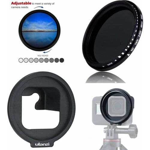 52mm Variable ND filter ND2-400 Neutral Density Fader & Filter Adapter For Gopro Hero 8 Hero8 Black Action Camera