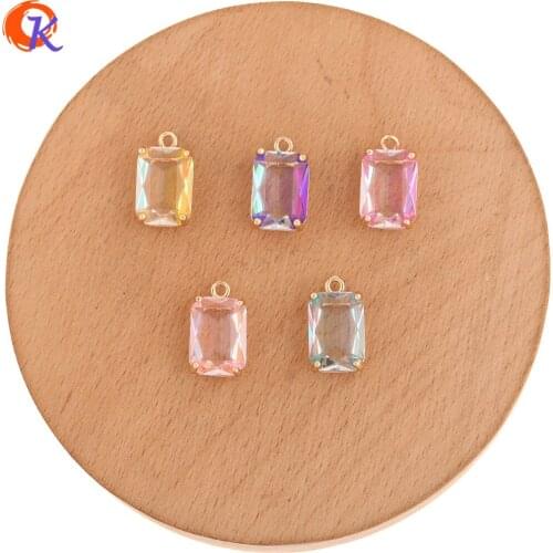 Cordial Design 50Pcs 10*17MM Jewelry Accessories/Hand Made/Square Shape/Charms/Double Color/Crystal Pendant/DIY Earring Making