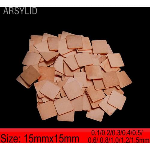 ARSYLID 10 pcs/lot 15mmx15mm Pure copper Heatsink Cooling Copper Shim Thermal Pads for Laptop GPU VAG Pad
