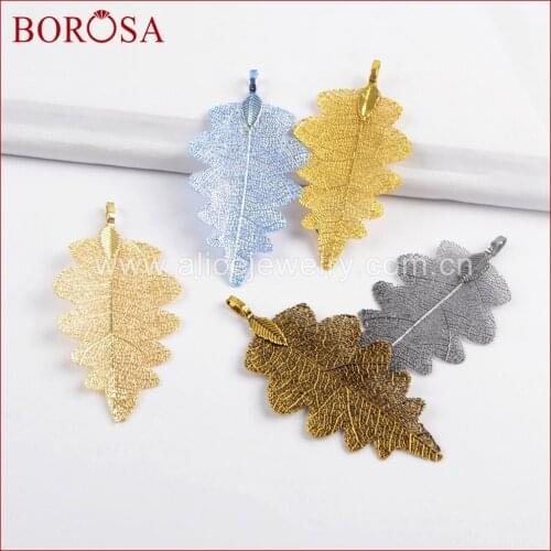 BOROSA 20PCS Titanium Leaf Charm For Jewelry Making,Mixed Color Metal Charms Pendant for Women DIY Earrings/Necklace WX928