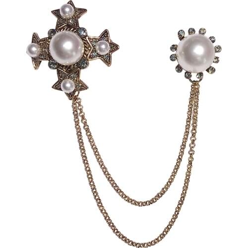 New Arrival Fashion Creative Crystal Chain Creative Design Brooches Pins Rhinestone Brooch Gifts Pin Jewelry Clothes Accessories