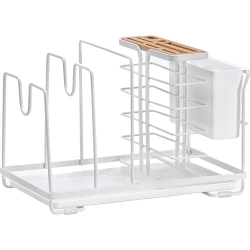 Kitchen Utensil Holder Multifunctional Pot Cover Rack Knife Organizer Dishes Drying Rack Over Sink Drainer KitStorage Rack