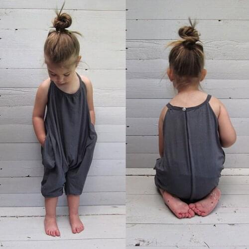 2019 New Fashion Kids Baby Girls Strap Cotton Romper Toddler Jumpsuit Harem Trousers Summer Sling Casual Loose Clothes