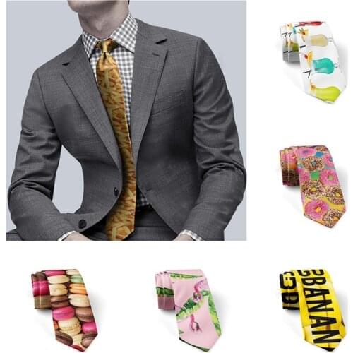 Potato Chips Printed Mens Ties Fashion Casual Shirt Collar Accessories 8cm Slim Festival Party Wedding Business Necktie for Male