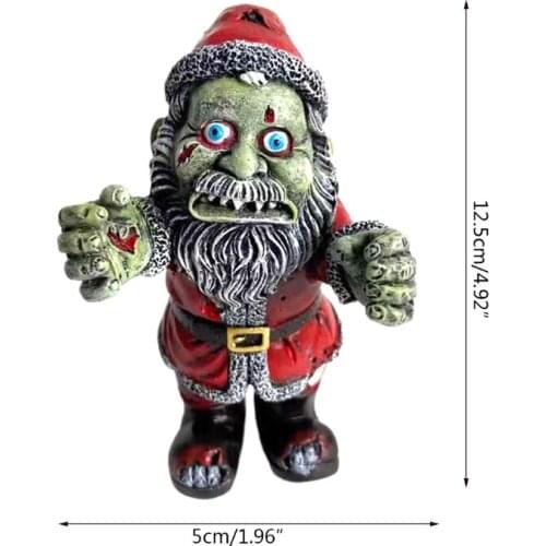Halloween Horror Santa Claus Statue Scary Zombie Dwarf Resin Ornament Sculpture Figurine Home Garden Party Decoration