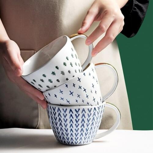 Nordic ins Coffee Cup Mug Ceramic Water Cup Irregular Shape Simple Export Tea Cup Breakfast Cup Oatmeal Cup Large Capacity Cup