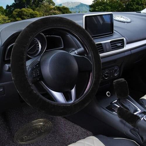 Steering Wheel Cover Set 3 pcs Winter Warm Steering Wheel Cover Handbrake Cover Gear Shift Cover Universal Interior Accessories