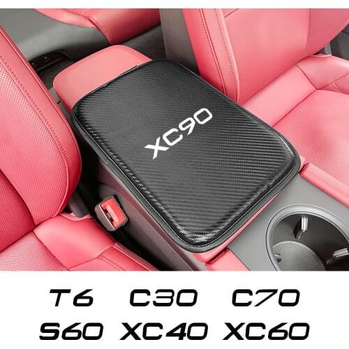 Leather Car Armrest Cushion Cover Pad For Volvo XC90 XC60 C30 T6 S60 C70 XC40 V40 XC70 V70 V60 V50 S80 S40 AWD Car Accessories