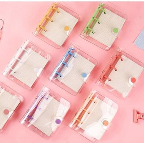 3 Holes Mini Loose-leaf Notebook Hyaline Cover With Sheets Portable Loose-leaf Coil Handbook Binder Kawaii School Supplies