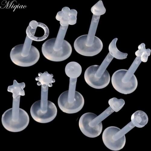 Miqiao 10pcs Fashion All-match Invisible Star Flower Soft Rod Ear Bone Nail Body Piercing Jewelry
