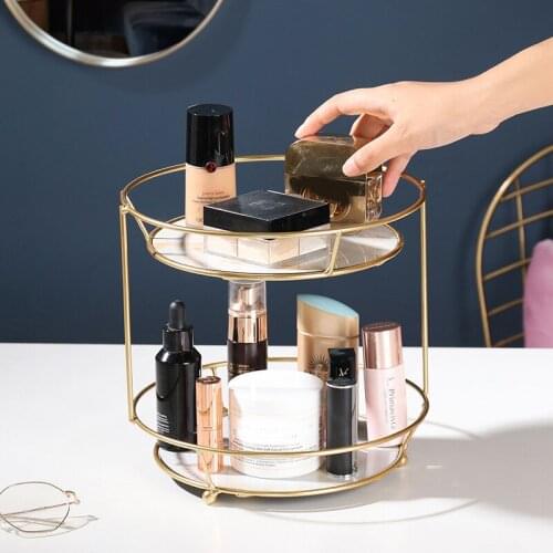 Fashion cosmetics desktop storage box, transparent makeup storage rack, 2 tier tray dressing table, organizer