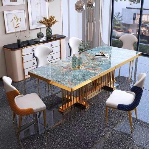 Marble dining table and chair combination restaurant rock plate household dining table
