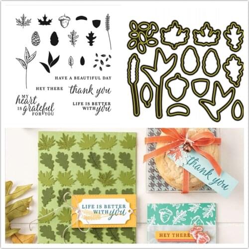 Christmas Leaves Metal Cutting Die And Stamp Set For DIY Scrapbooking Album Paper Card Handmade Decoration Craft Template