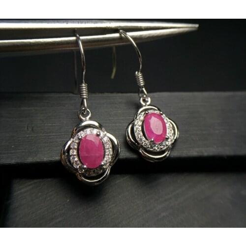 Natural ruby gemstone simple & classic design earring in 925 sterling silver gemstone jewelry for girls & lady with gift box
