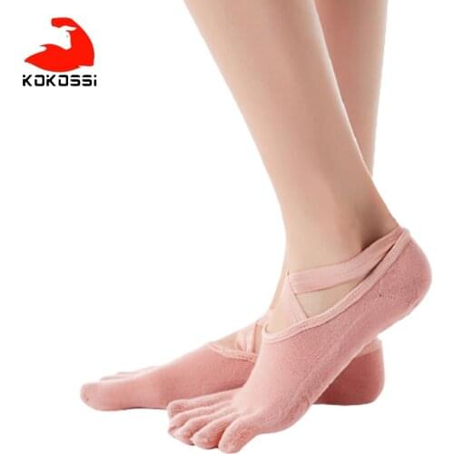 KoKossi 1 Pair Yoga Socks Cross Straps Split Toes Five-finger Socks Professional Non-slip Breathable Comfortable Woman Pilates