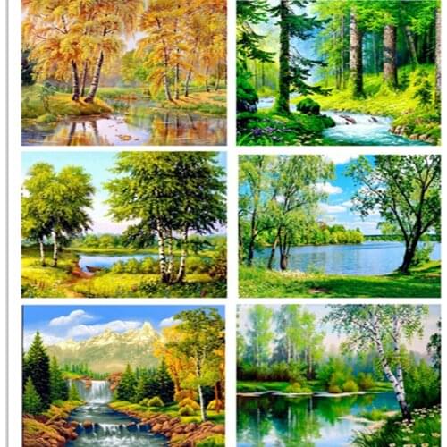 NEW Diamond Painting Landscape Tree Handmade Full Round/Square Diamond Mosaic Sale Picture Rhinestones CrystalDiamond Embroidery