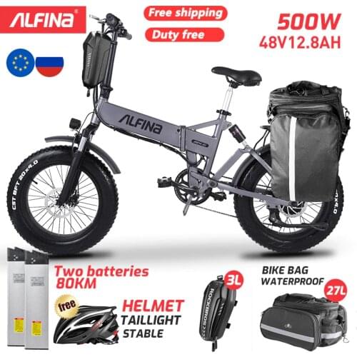 ALFINA FX-21 New Electric Bicycle Folding Snow Mountain Bike 20inch 4.0 Fat Tire Ebike Beach Bicicleta Eletrica 500W 40Km/h