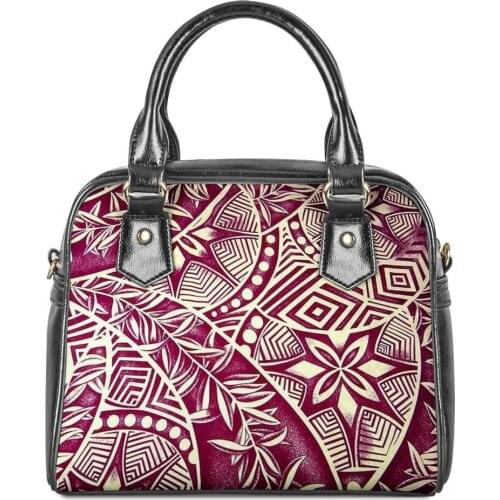 Wholesale Print On Demand Polynesian tribal style Printing Custom Logo Shoulder Bag Afro Girls Pu Leather Handbag for Women