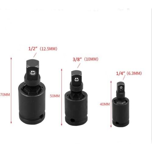 3pcs 1/4" 3/8" 1/2" Wrench Socket Adapter Phosphating Chromium Molybdenum Steel Pneumatic Wrench Universal Joint hand Tools