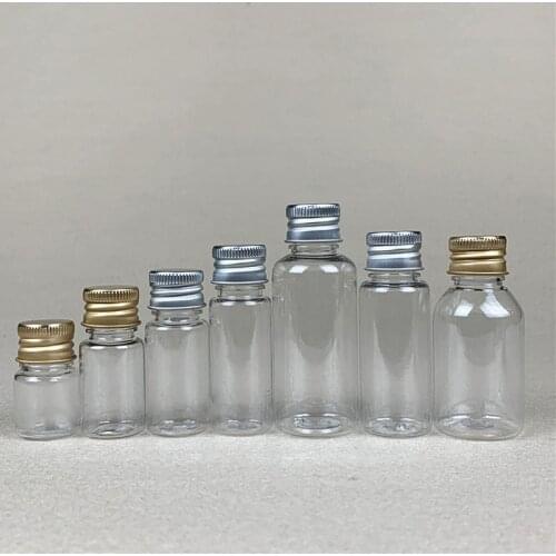 100 x 5ml 8ml 10ml 20ml 30ml Plastic Tube Aluminum Cap Clear Leakproof Sealing Small Empty Medicine Cosmetic Sample PET Bottles